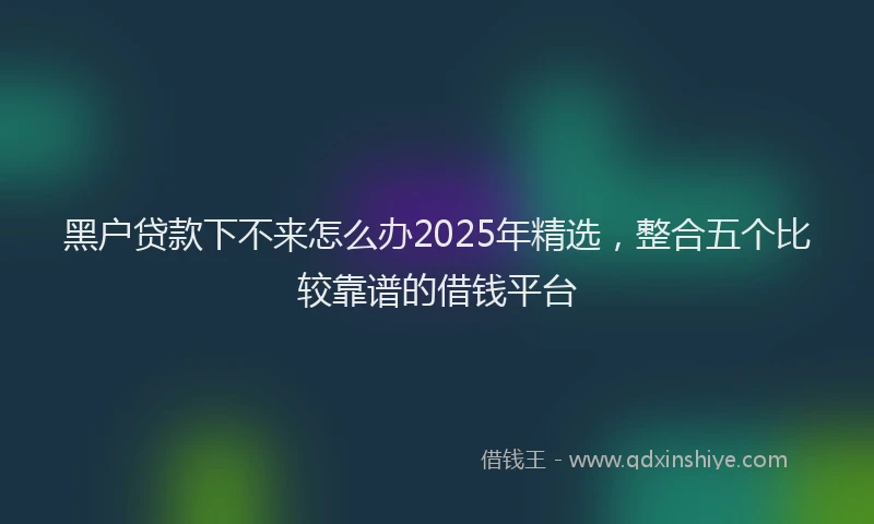 黑户贷款下不来怎么办2025年精选，整合五个比较靠谱的借钱平台