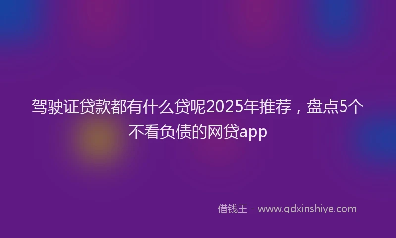 驾驶证贷款都有什么贷呢2025年推荐，盘点5个不看负债的网贷app