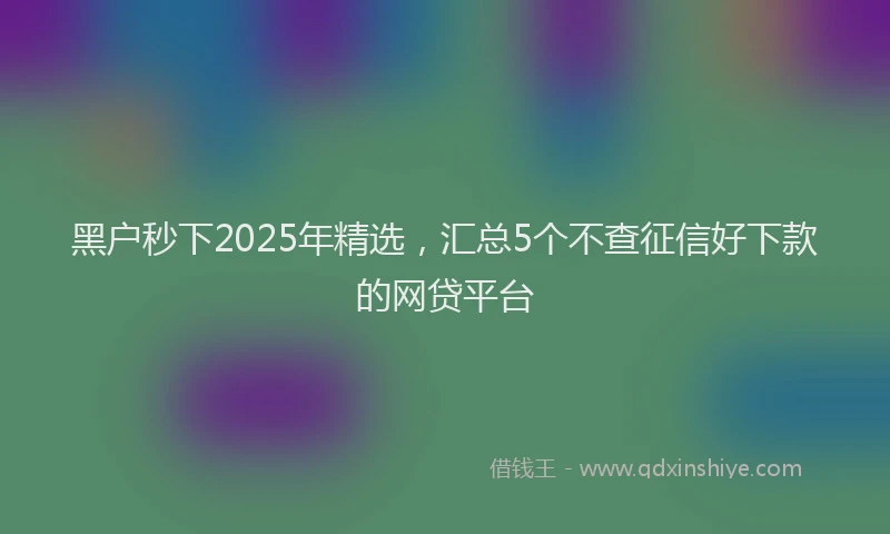 黑户秒下2025年精选，汇总5个不查征信好下款的网贷平台