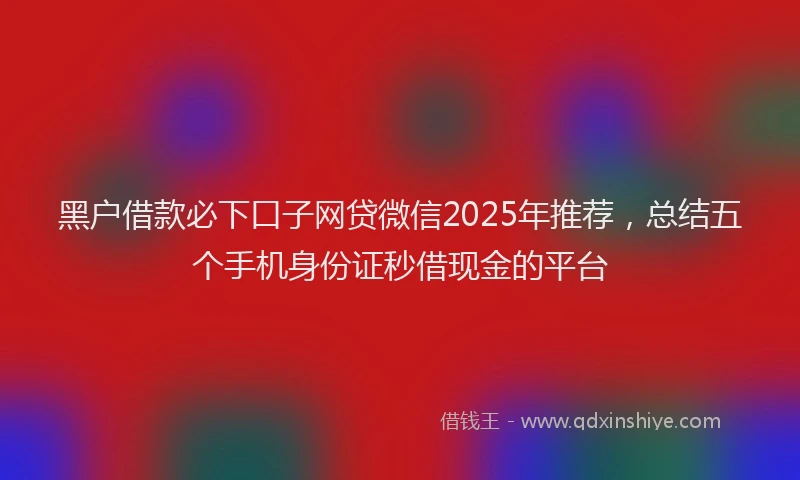 黑户借款必下口子网贷微信2025年推荐，总结五个手机身份证秒借现金的平台
