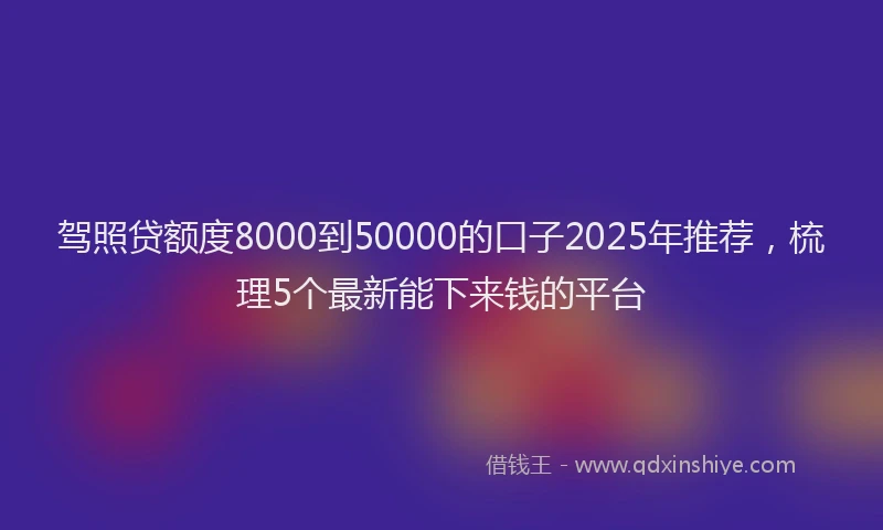 驾照贷额度8000到50000的口子2025年推荐，梳理5个最新能下来钱的平台
