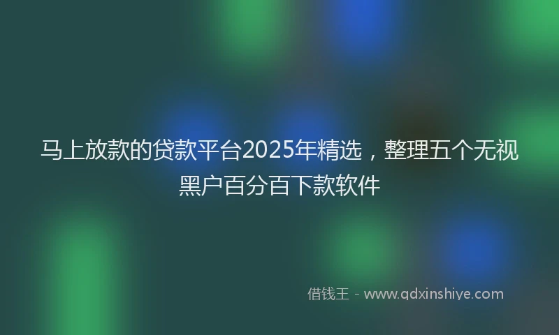 马上放款的贷款平台2025年精选，整理五个无视黑户百分百下款软件