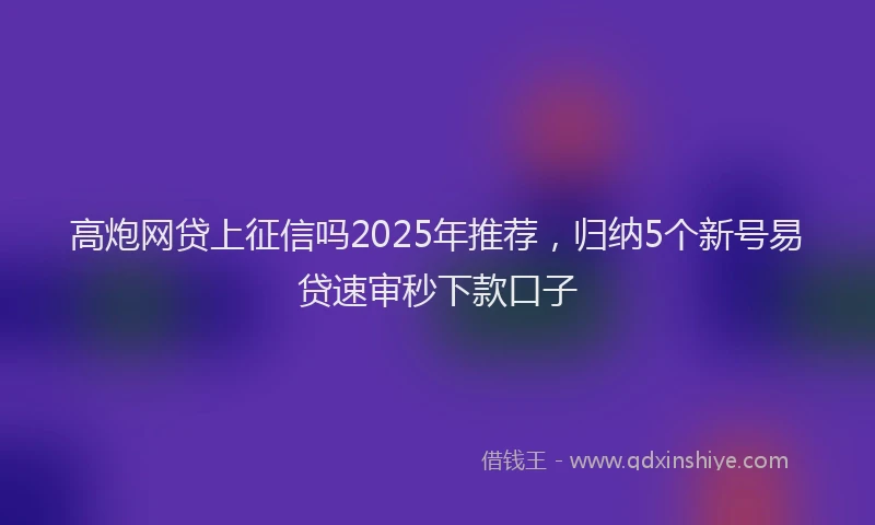 高炮网贷上征信吗2025年推荐，归纳5个新号易贷速审秒下款口子