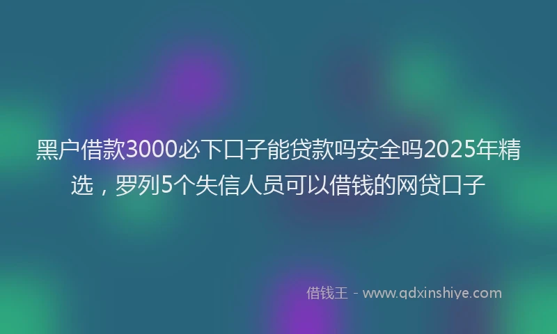 黑户借款3000必下口子能贷款吗安全吗2025年精选，罗列5个失信人员可以借钱的网贷口子