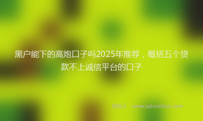 黑户能下的高炮口子吗2025年推荐，概括五个贷款不上诚信平台的口子