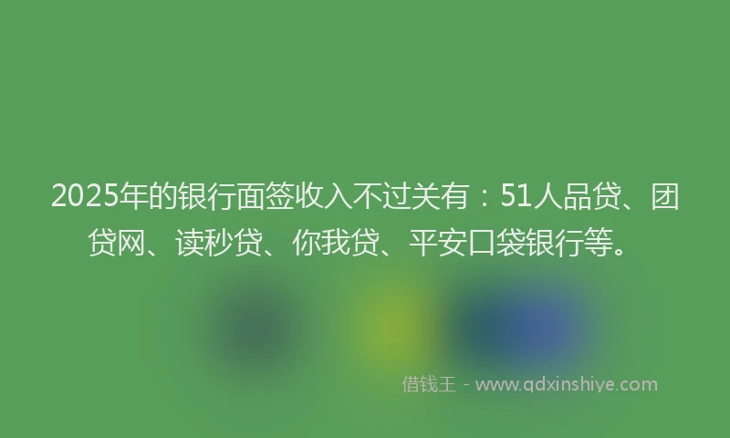 2025年的银行面签收入不过关有：51人品贷、团贷网、读秒贷、你我贷、平安口袋银行等。