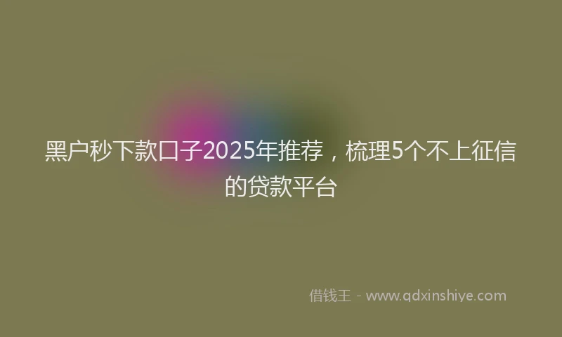 黑户秒下款口子2025年推荐，梳理5个不上征信的贷款平台