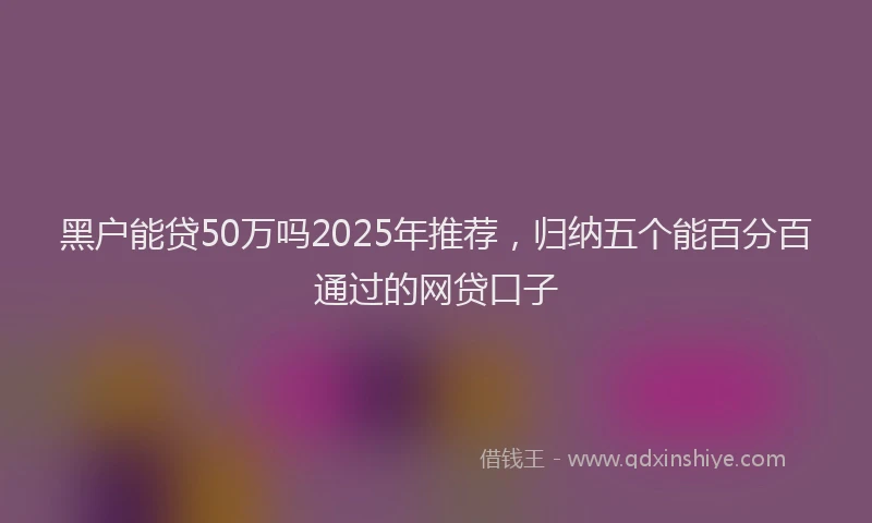 黑户能贷50万吗2025年推荐，归纳五个能百分百通过的网贷口子