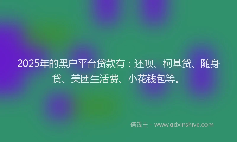 2025年的黑户平台贷款有：还呗、柯基贷、随身贷、美团生活费、小花钱包等。