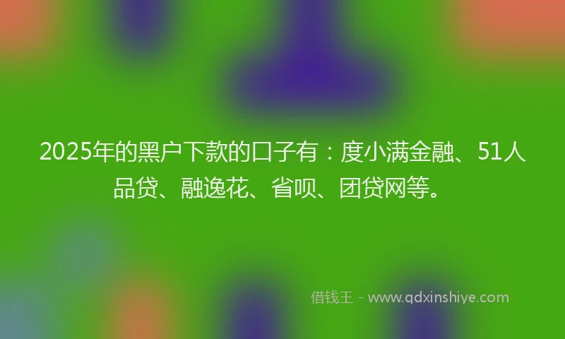 2025年的黑户下款的口子有：度小满金融、51人品贷、融逸花、省呗、团贷网等。