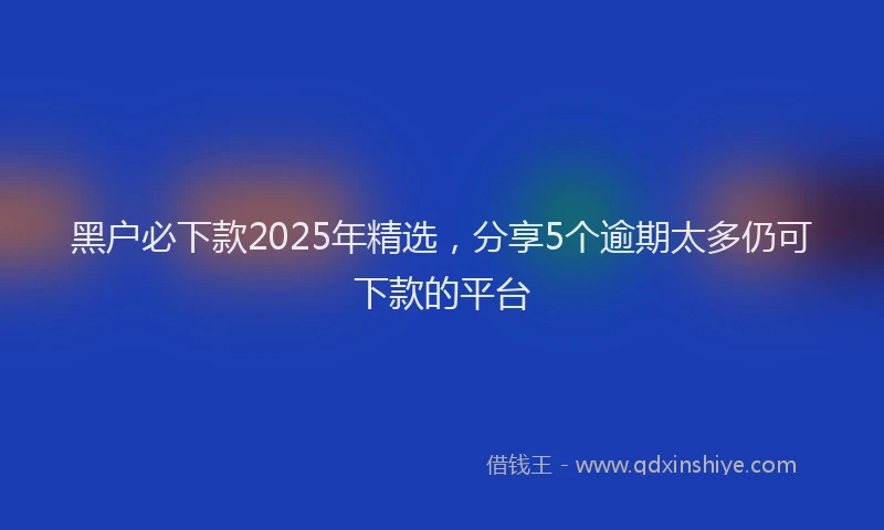黑户必下款2025年精选，分享5个逾期太多仍可下款的平台