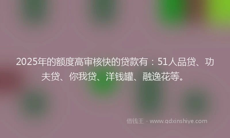 2025年的额度高审核快的贷款有：51人品贷、功夫贷、你我贷、洋钱罐、融逸花等。