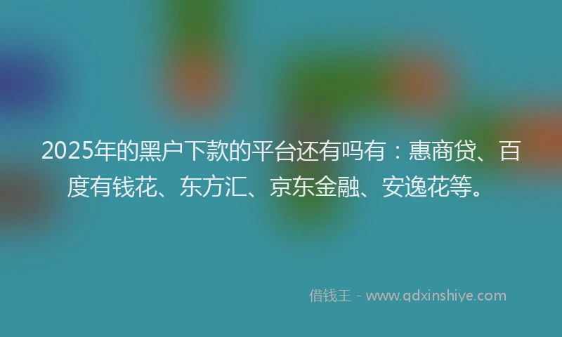 2025年的黑户下款的平台还有吗有：惠商贷、百度有钱花、东方汇、京东金融、安逸花等。