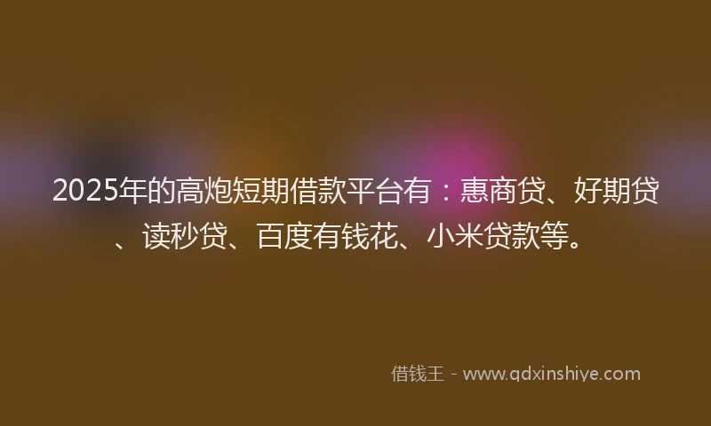 2025年的高炮短期借款平台有：惠商贷、好期贷、读秒贷、百度有钱花、小米贷款等。