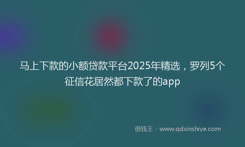 马上下款的小额贷款平台2025年精选，罗列5个征信花居然都下款了的app