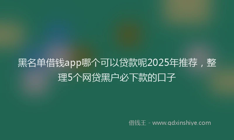 黑名单借钱app哪个可以贷款呢2025年推荐，整理5个网贷黑户必下款的口子