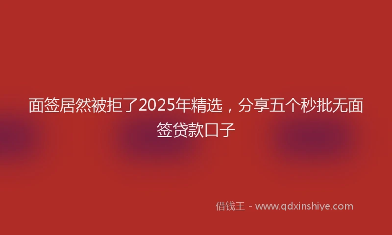 面签居然被拒了2025年精选，分享五个秒批无面签贷款口子