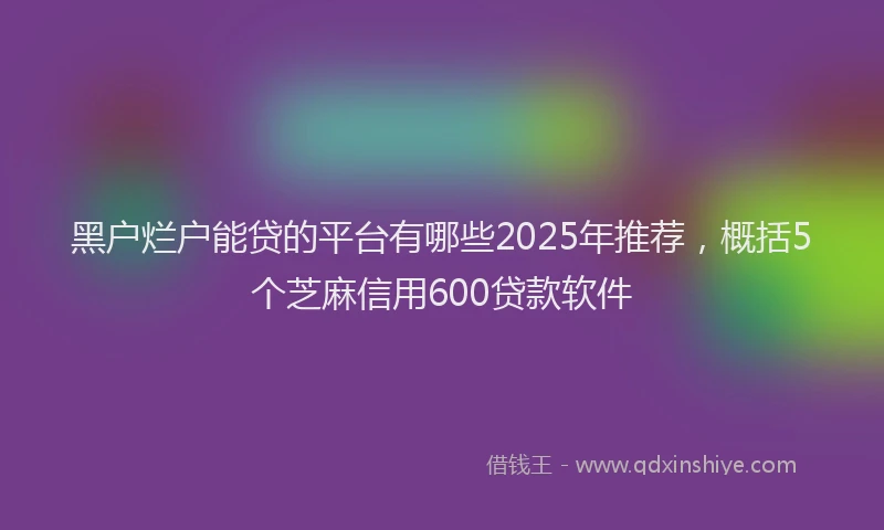 黑户烂户能贷的平台有哪些2025年推荐，概括5个芝麻信用600贷款软件