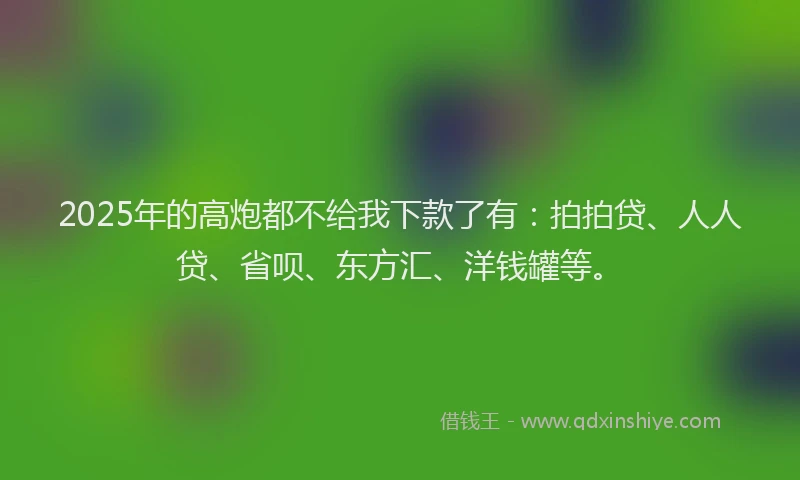 2025年的高炮都不给我下款了有：拍拍贷、人人贷、省呗、东方汇、洋钱罐等。