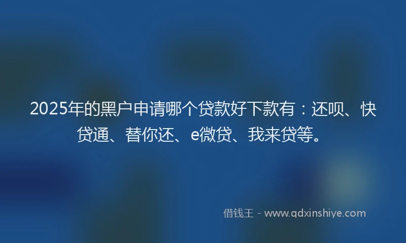 2025年的黑户申请哪个贷款好下款有：还呗、快贷通、替你还、e微贷、我来贷等。