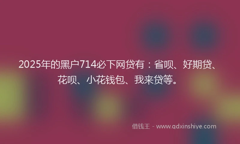 2025年的黑户714必下网贷有：省呗、好期贷、花呗、小花钱包、我来贷等。
