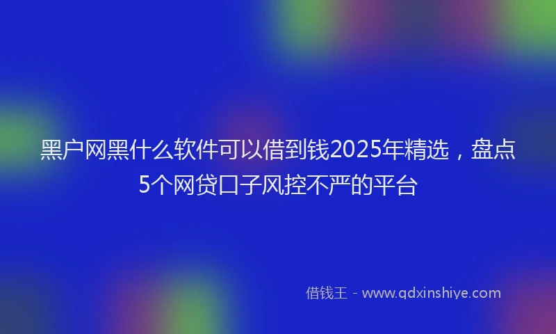 黑户网黑什么软件可以借到钱2025年精选，盘点5个网贷口子风控不严的平台