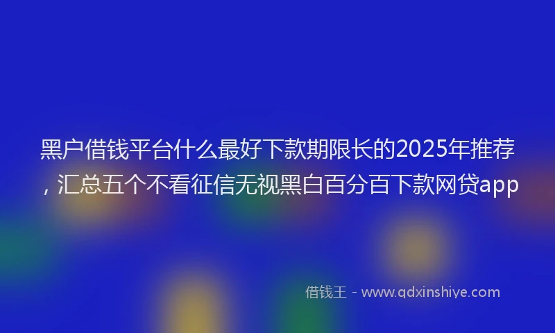 黑户借钱平台什么最好下款期限长的2025年推荐，汇总五个不看征信无视黑白百分百下款网贷app