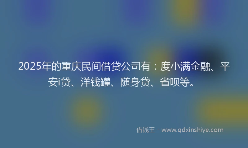 2025年的重庆民间借贷公司有：度小满金融、平安i贷、洋钱罐、随身贷、省呗等。
