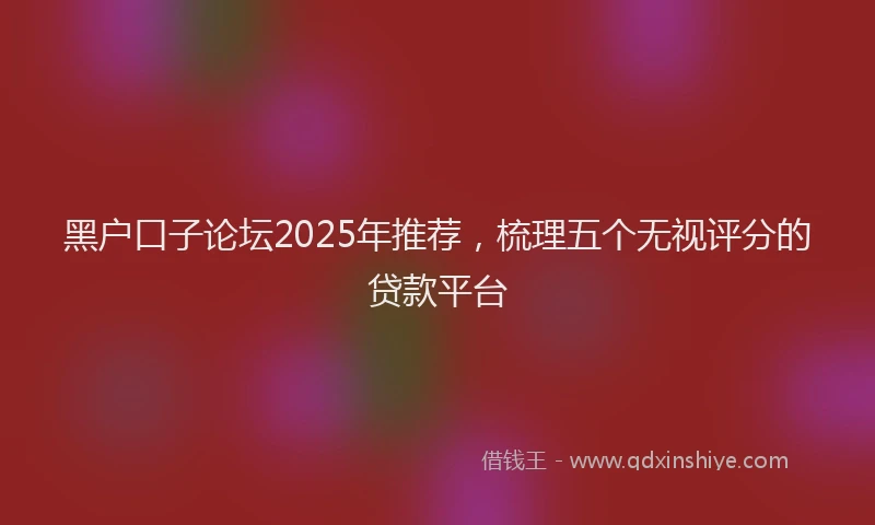 黑户口子论坛2025年推荐，梳理五个无视评分的贷款平台