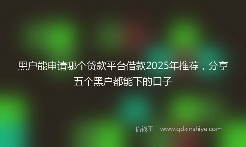 黑户能申请哪个贷款平台借款2025年推荐，分享五个黑户都能下的口子