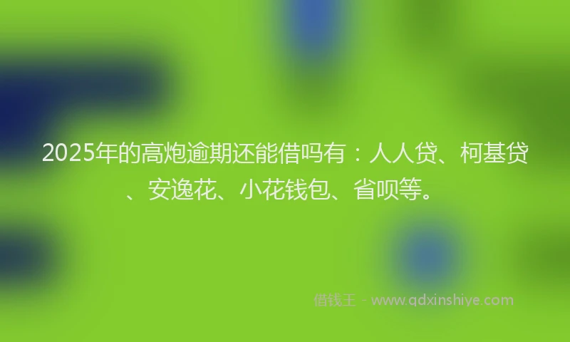 2025年的高炮逾期还能借吗有：人人贷、柯基贷、安逸花、小花钱包、省呗等。