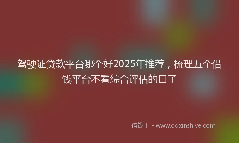 驾驶证贷款平台哪个好2025年推荐，梳理五个借钱平台不看综合评估的口子