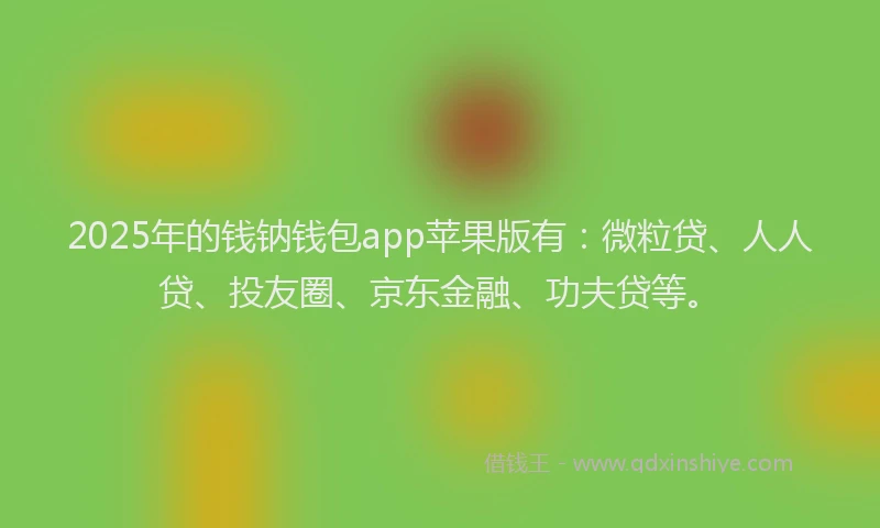 2025年的钱钠钱包app苹果版有：微粒贷、人人贷、投友圈、京东金融、功夫贷等。