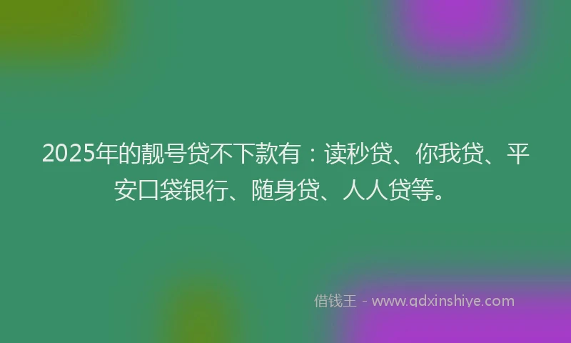 2025年的靓号贷不下款有：读秒贷、你我贷、平安口袋银行、随身贷、人人贷等。