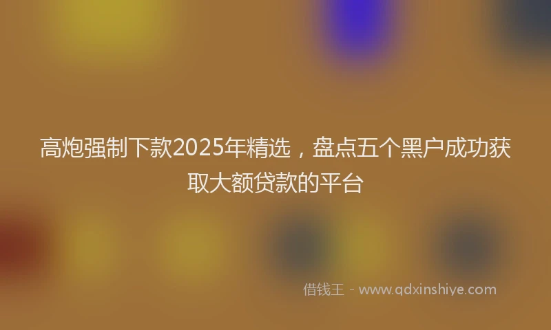 高炮强制下款2025年精选，盘点五个黑户成功获取大额贷款的平台