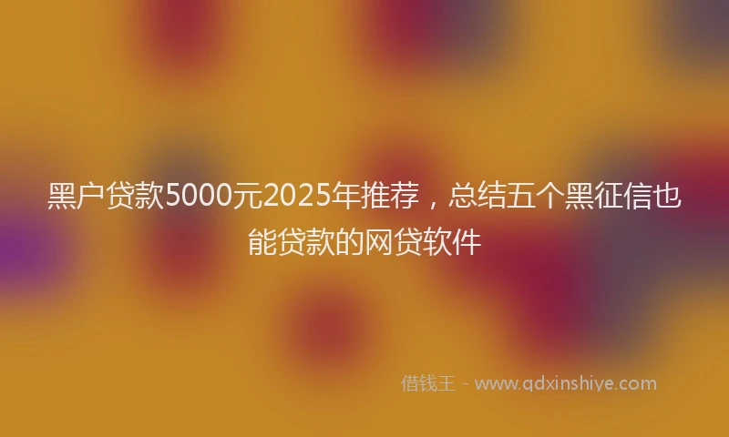 黑户贷款5000元2025年推荐，总结五个黑征信也能贷款的网贷软件