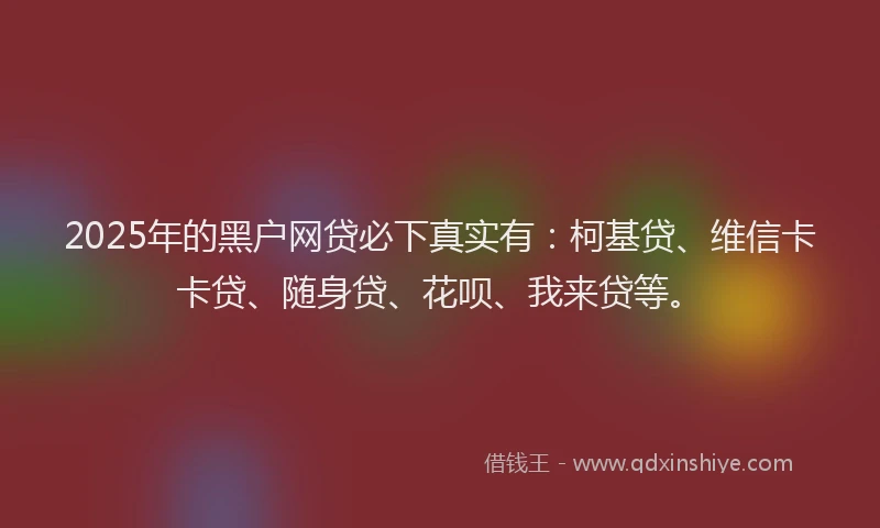 2025年的黑户网贷必下真实有：柯基贷、维信卡卡贷、随身贷、花呗、我来贷等。