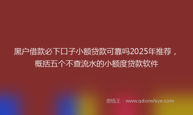 黑户借款必下口子小额贷款可靠吗2025年推荐，概括五个不查流水的小额度贷款软件