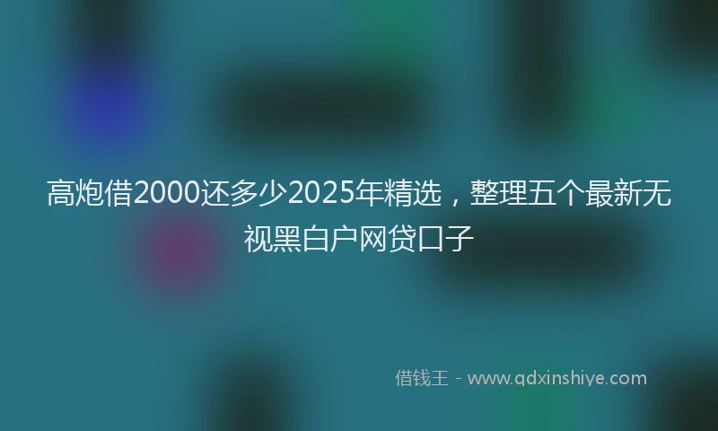 高炮借2000还多少2025年精选，整理五个最新无视黑白户网贷口子