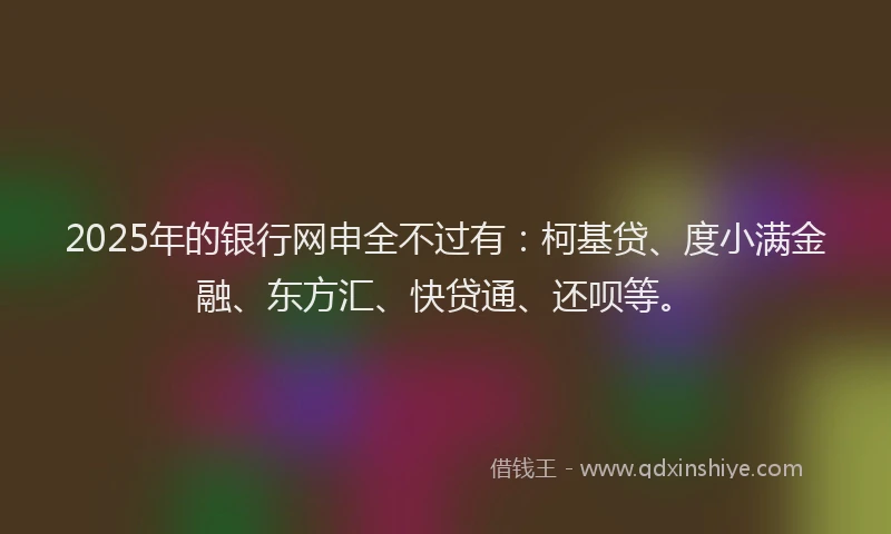 2025年的银行网申全不过有：柯基贷、度小满金融、东方汇、快贷通、还呗等。
