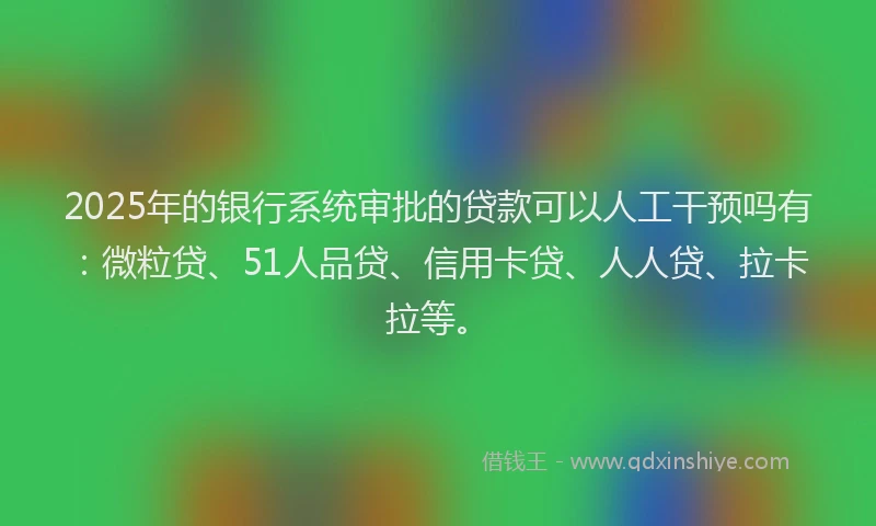 2025年的银行系统审批的贷款可以人工干预吗有：微粒贷、51人品贷、信用卡贷、人人贷、拉卡拉等。