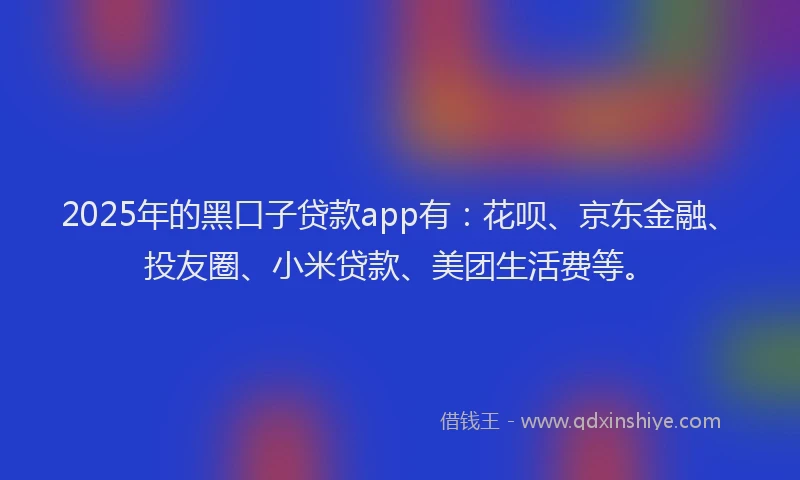 2025年的黑口子贷款app有：花呗、京东金融、投友圈、小米贷款、美团生活费等。