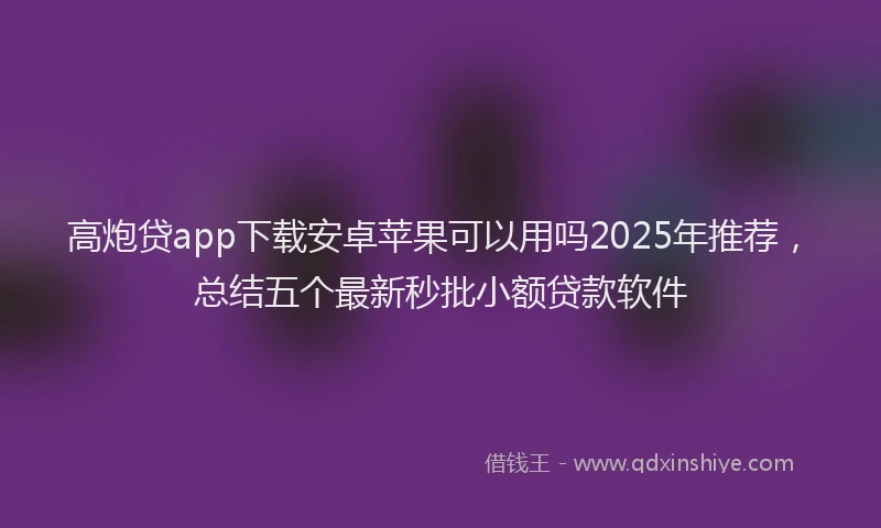 高炮贷app下载安卓苹果可以用吗2025年推荐，总结五个最新秒批小额贷款软件