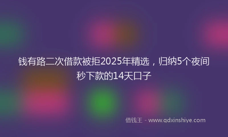 钱有路二次借款被拒2025年精选，归纳5个夜间秒下款的14天口子