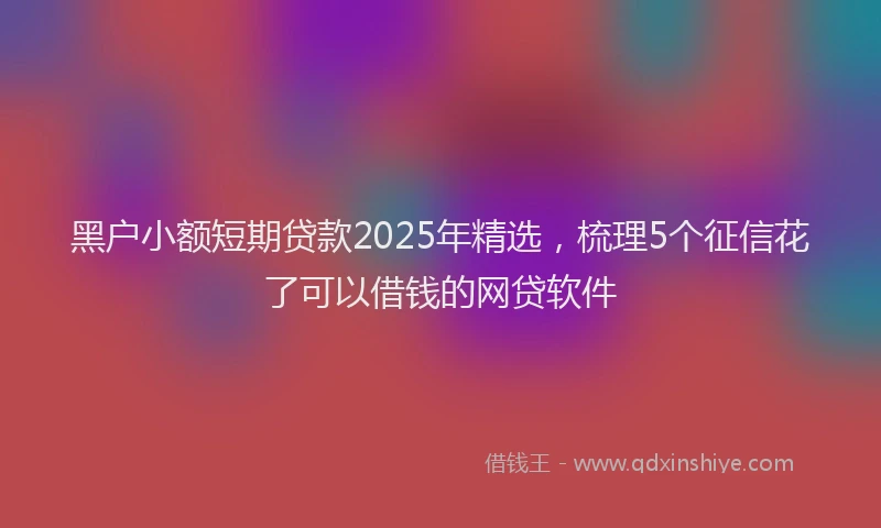 黑户小额短期贷款2025年精选，梳理5个征信花了可以借钱的网贷软件