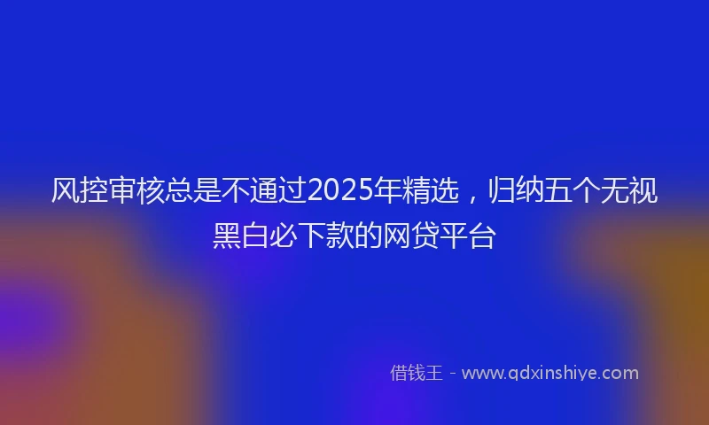风控审核总是不通过2025年精选，归纳五个无视黑白必下款的网贷平台