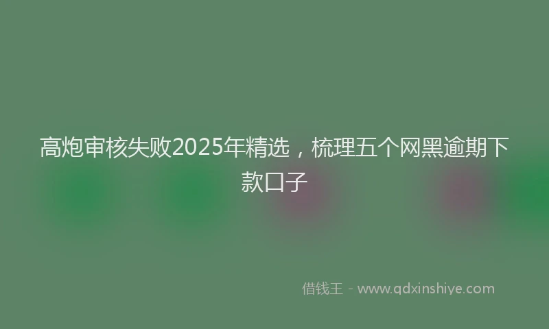 高炮审核失败2025年精选，梳理五个网黑逾期下款口子