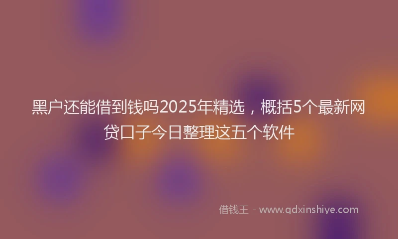 黑户还能借到钱吗2025年精选，概括5个最新网贷口子今日整理这五个软件