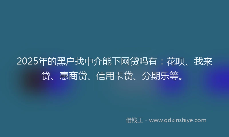 2025年的黑户找中介能下网贷吗有：花呗、我来贷、惠商贷、信用卡贷、分期乐等。