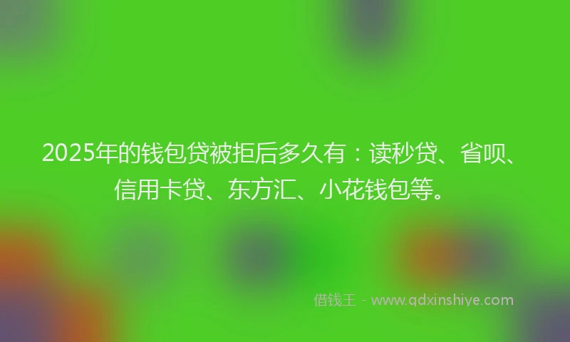 2025年的钱包贷被拒后多久有：读秒贷、省呗、信用卡贷、东方汇、小花钱包等。
